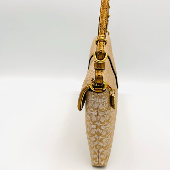 Coach Gold Metallic Signature Evening Bag No F3J - 6380 - Picture 12 of 14